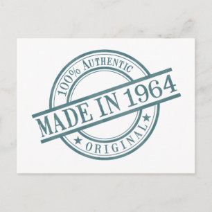 Made in 1964 Birth Year Round Rubber Stamp Logo Postcard