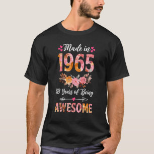 Made In 1965 Floral 58 Year Old 58th Birthday Gift T-Shirt