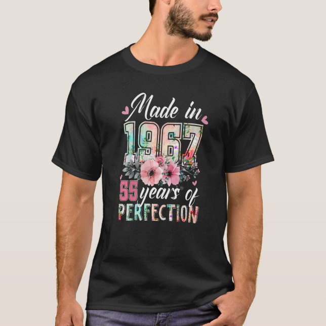 Made In 1967 Floral 55 Year Old 55th Birthday  Wom T-Shirt (Front)
