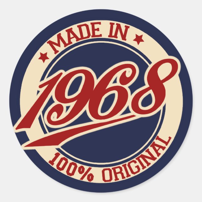 Made In 1968 Classic Round Sticker (Front)