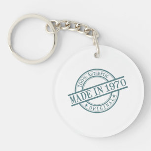 Made in 1970 Circular Stamp Style Logo Acrylic Keychain