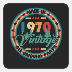 Made In 1970 Classic 52nd Birthday All Original Square Sticker