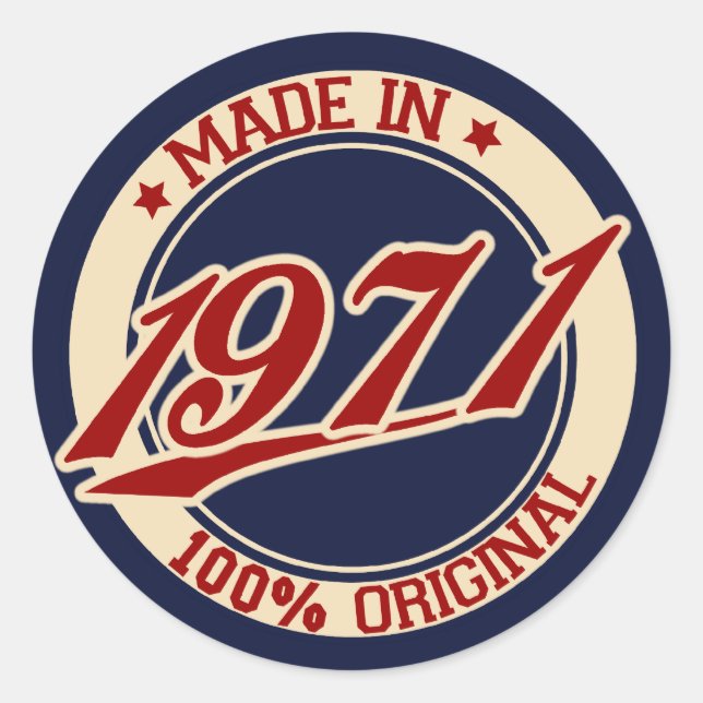 Made In 1971 Classic Round Sticker (Front)