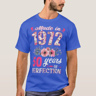 Made In 1972 Floral 50 Year Old 50th Birthday Gift T-Shirt