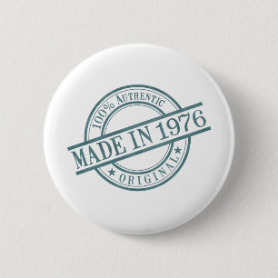 Made in 1976 Circular Rubber Stamp Style Logo 2 Inch Round Button