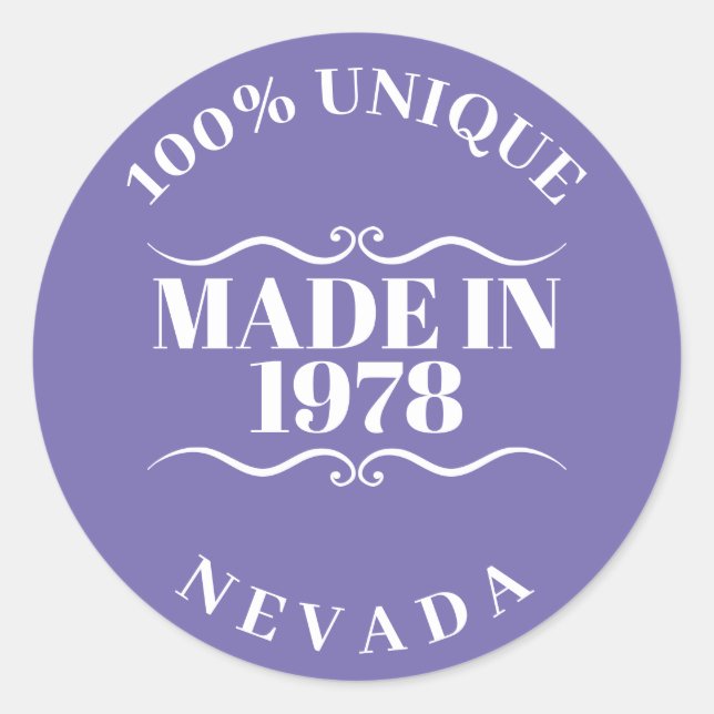 Made in 1978 classic round sticker (Front)