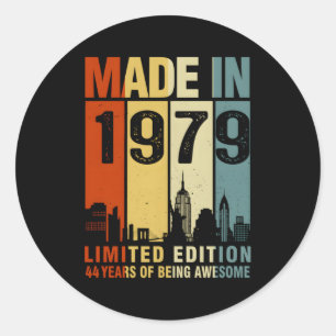 Made In 1979 44 Years Of Being Awesome Classic Round Sticker