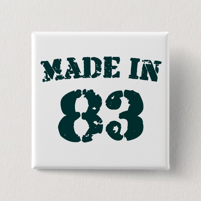 Made In 1983 2 Inch Square Button (Front)