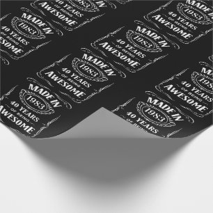 Made in 1983 40 years of being awesome 2023 bday wrapping paper