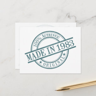Made in 1983 Birth Year Round Rubber Stamp Logo Postcard