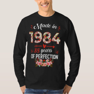 Made In 1984 Floral 38 Years Old 38th Birthday  Wo T-Shirt