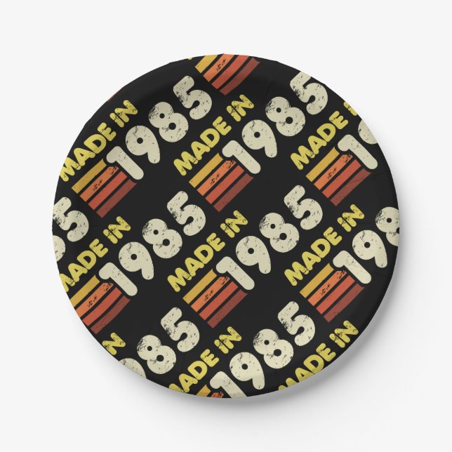 Made In 1985 40th Birthday Paper Plate (Front)