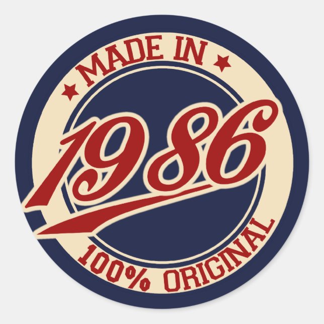 Made In 1986 Classic Round Sticker (Front)