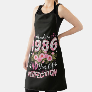 Made In 1986 Floral 40th Birthday Women Floral Apron