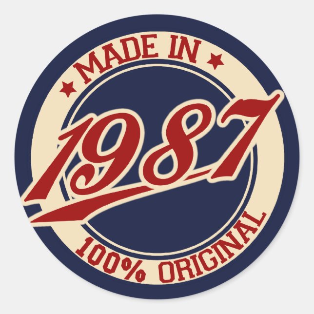 Made In 1987 Classic Round Sticker (Front)