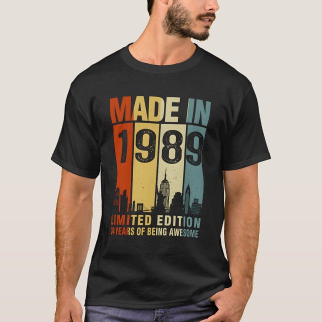 Made In 1989 34 Years Of Being Awesome T-Shirt (Front)