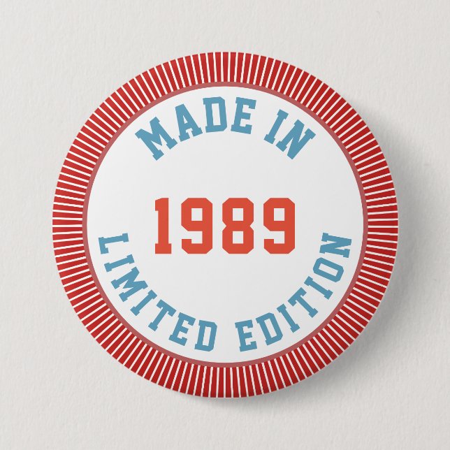 Made in 1989 3 inch round button (Front)