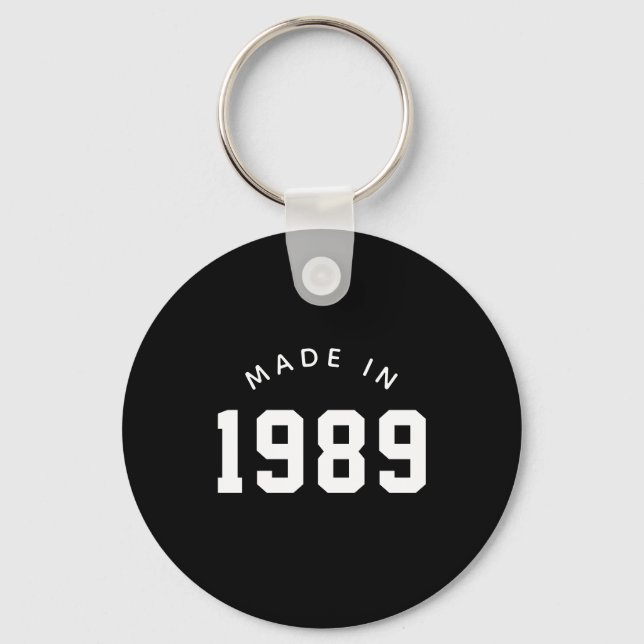 Made in 1989 Personalized Birthday Keychain (Front)