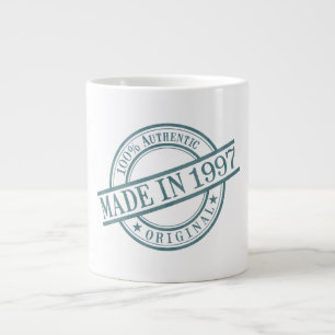 Made in 1997 Birth Year Green Round Rubber Stamp Large Coffee Mug