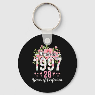 Made In 1997 Floral 28th Birthday Women 28 Years O Keychain