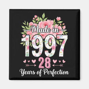 Made In 1997 Floral 28th Birthday Women 28 Years O Magnet