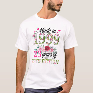 Made In 1999 Floral 23 Year Old 23Rd Birthday Gift T-Shirt