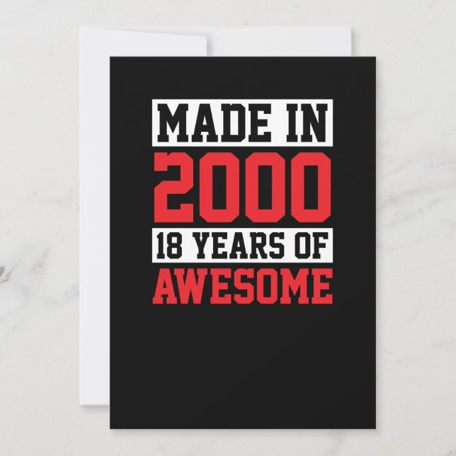 Made In 2000, 18 Years of Awesome Birthday Invitation (Front)