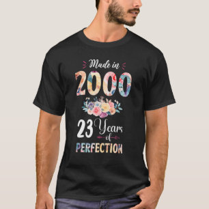 Made In 2000 Floral 23 Year Old 23rd Birthday Gift T-Shirt