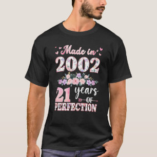 Made In 2002 Floral 21 Years Old 21st Birthday For T-Shirt