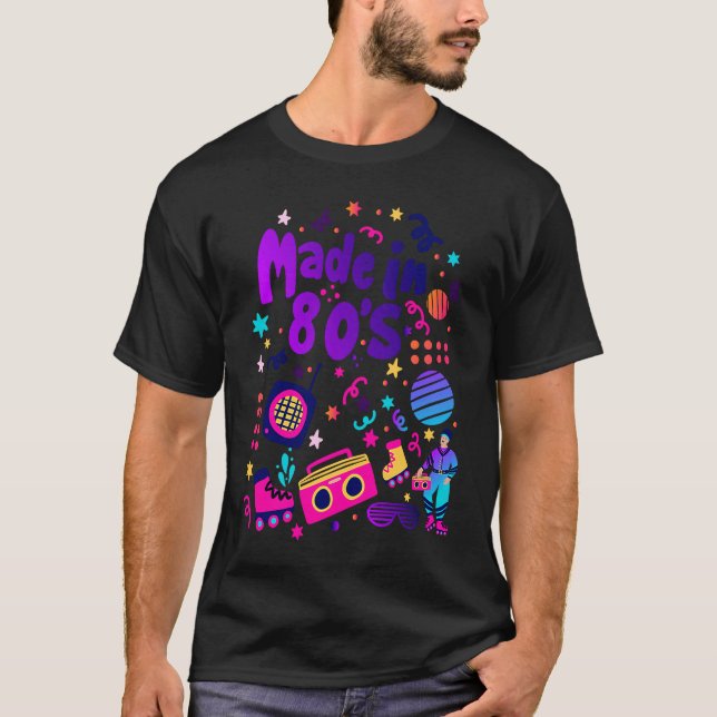 Made in 80's Cool Back to 80's Outfit Illustration T-Shirt (Front)