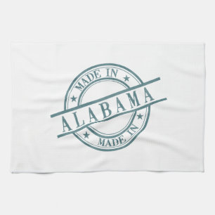 Made In Alabama Stamp Style Logo Green Kitchen Towel