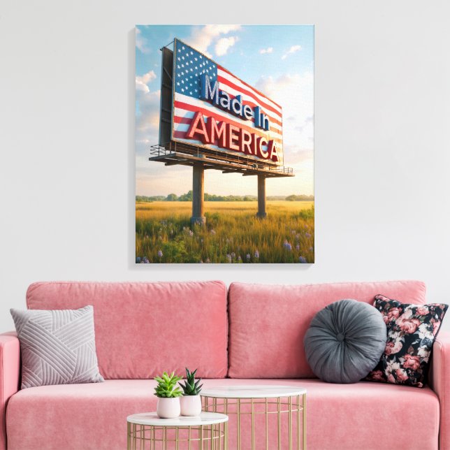 Made In America Billboard In a Country Field Canvas Print (Insitu(LivingRoom))