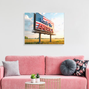 Made In America Billboard In a Country Field Canvas Print