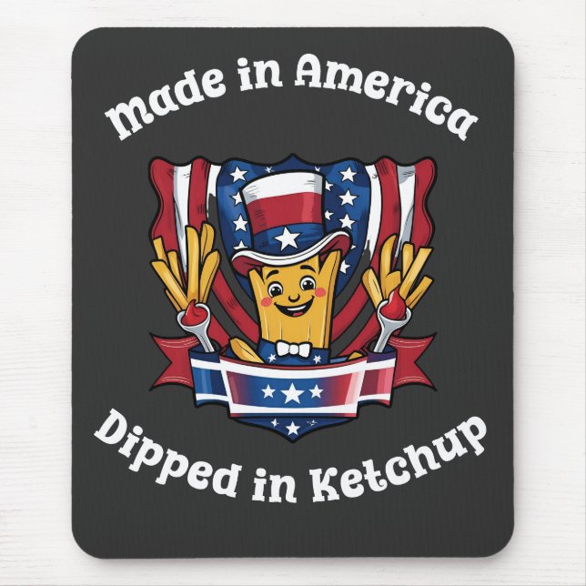 Made in America Dipped in Ketchup Funny Patriot Mouse Pad (Front)