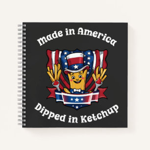 Made in America Dipped in Ketchup Funny Patriot Notebook