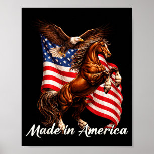 Made in America Eagle Horse Patriotic USA Flag Poster