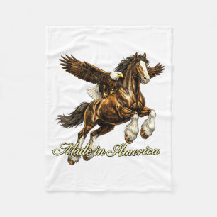 Made in America Eagle Horse Western Patriotic Fleece Blanket