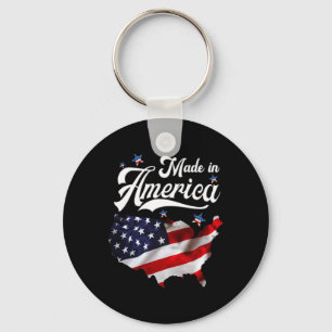 Made In America - Patriotic American Flag 4th Of J Keychain