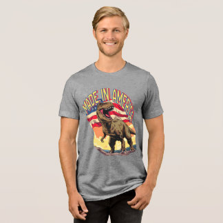 Made in America T-Rex Patriotic T-Shirt Tri-Blend Shirt