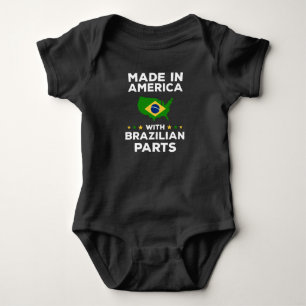 Made in America with Brazilian Parts Funny Brazil  Baby Bodysuit