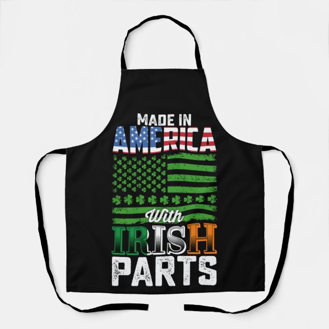 Made in America with Irish Parts St Patrick's Day Apron (Front)