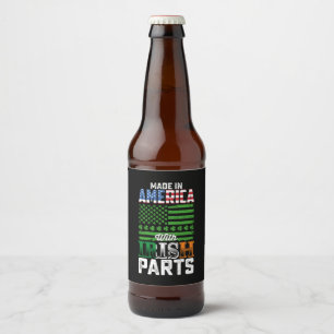 Made in America with Irish Parts St Patrick's Day Beer Bottle Label