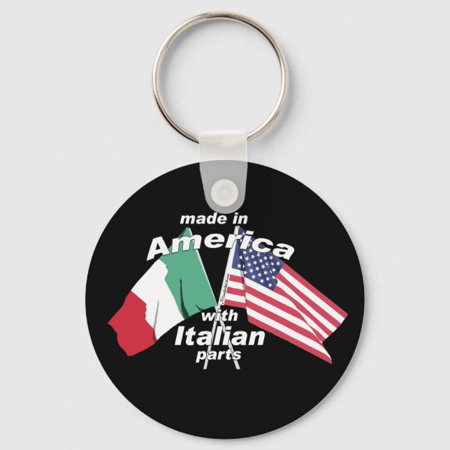 Made In America With Italian Parts Keychain (Front)