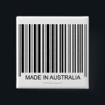 Made in Australia 2 Inch Square Button<br><div class="desc">Made in Australia barcode for a fictitious product | David Freund | AssetID: 136615779</div>