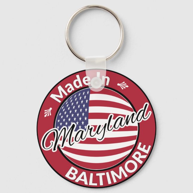 Made in Baltimore Maryland USA Flag Keychain (Front)