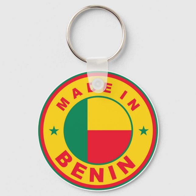 made in benin country flag label stamp keychain (Front)