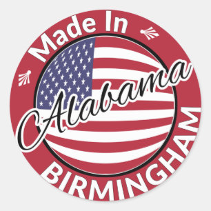 Made in Birmingham Alabama Stars and Stripes Flag Classic Round Sticker