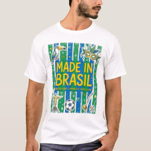 Made In Brasil Cultural Icons Colorful Design T-Shirt