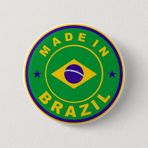 made in brazil country flag label stamp 2 inch round button