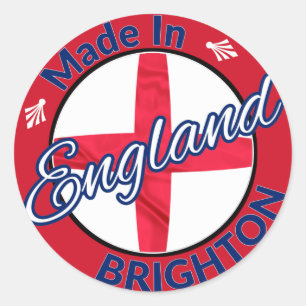 Made in Brighton England St George Flag Classic Round Sticker